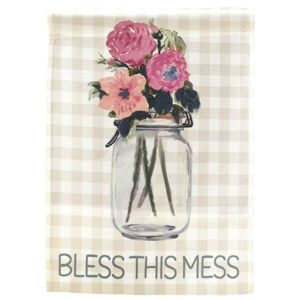Recinto 13 x 18 in. Bless This Mess Jar Flowers Printed Garden Flag RE3463917